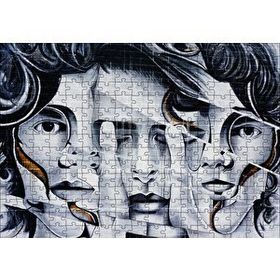 Cakapuzzle Parmaklar ve Yüzler İllüzyonik Duvar Boyama 120 Parça Ahşap Puzzle