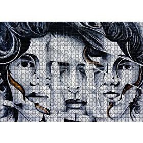 Cakapuzzle Parmaklar ve Yüzler İllüzyonik Duvar Boyama 120 Parça Ahşap Puzzle