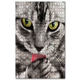 Cakapuzzle Patisini Yalayan Sevimli Tekir Kedi Ahşap 500 Parça Puzzle