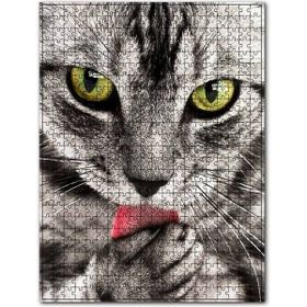 Cakapuzzle Patisini Yalayan Sevimli Tekir Kedi Ahşap 500 Parça Puzzle