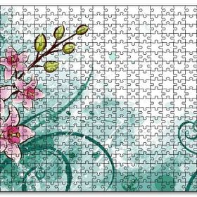 Cakapuzzle Pembe Çiçekler Yeşil Tohumlar ve Flu Desenler Mdf 255 Parça Puzzle