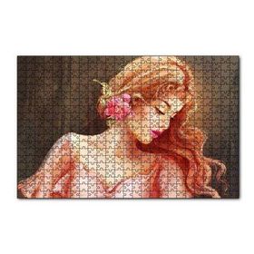 Cakapuzzle Pembe Çiçekli Bakır Saçlı Kadın 120 Parça Ahşap Puzzle