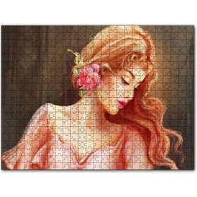 Cakapuzzle Pembe Çiçekli Bakır Saçlı Kadın 255 Parça Puzzle