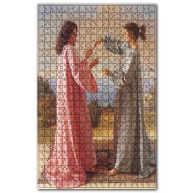 Cakapuzzle Pembe Elbiseli Hanım Gri Elbiseli Nedimesi Ahşap 255 Parça Puzzle