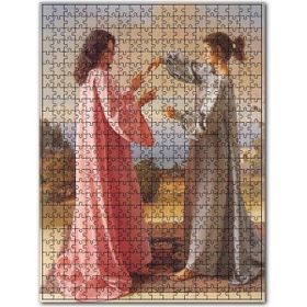 Cakapuzzle Pembe Elbiseli Hanım Gri Elbiseli Nedimesi Ahşap 255 Parça Puzzle