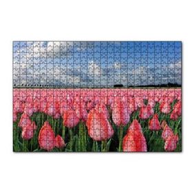 Cakapuzzle Pembe Lale Bahçesi Görseli 120 Parça Ahşap Puzzle