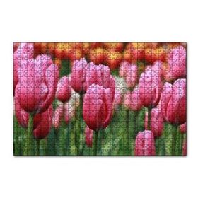 Cakapuzzle Pembe Lale Tarlası Görseli 120 Parça Ahşap Puzzle