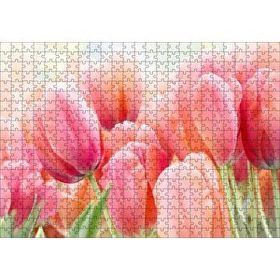 Cakapuzzle Pembe Laleler Görseli 120 Parça Ahşap Puzzle