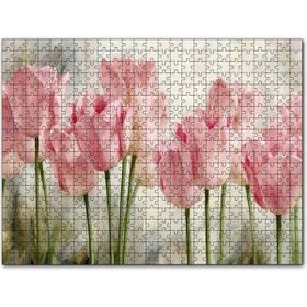 Cakapuzzle Pembe Laleler Yağlıboya Mdf 500 Parça Puzzle
