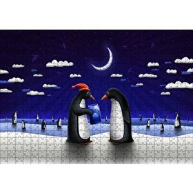 Cakapuzzle Penguenler Yılbaşı Hediyesi Denizanası 120 Parça Ahşap Puzzle