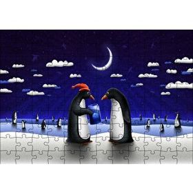 Cakapuzzle Penguenler Yılbaşı Hediyesi Denizanası 120 Parça Ahşap Puzzle
