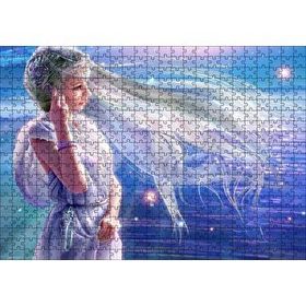 Cakapuzzle Perisi ve Arkaplanda Yıldızlar 120 Parça Ahşap Puzzle
