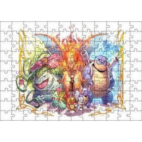 Cakapuzzle Pikaçu Tüm Karakterler Dijital Çizim 120 Parça Ahşap Puzzle