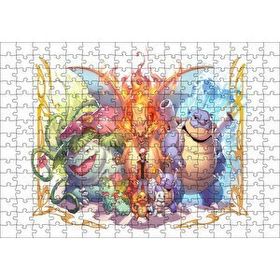 Cakapuzzle Pikaçu Tüm Karakterler Dijital Çizim 120 Parça Ahşap Puzzle