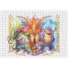 Cakapuzzle Pikaçu Tüm Karakterler Dijital Çizim 120 Parça Ahşap Puzzle