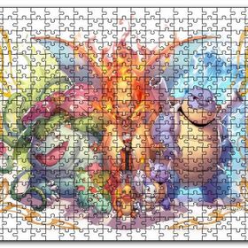 Cakapuzzle Pikaçu Tüm Karakterler Dijital Çizim Mdf 120 Parça Puzzle