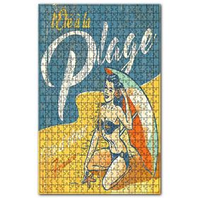Cakapuzzle Pilajda Güneşlenen Bikinili Kadın Görseli Ahşap 255 Parça Puzzle