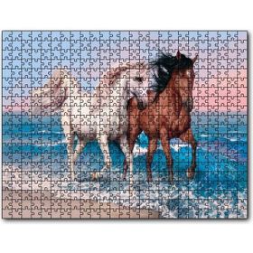 Cakapuzzle Pilajda Koşan Beyaz Kahve Rengi Atlar Mdf 120 Parça Puzzle