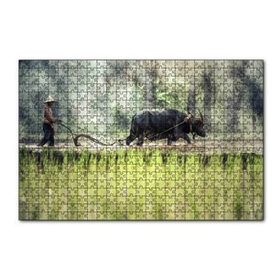 Cakapuzzle Pirinç Tarlası Süren Vietnamlı Mdf 120 Parça Puzzle