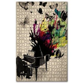 Cakapuzzle Piyanodan Müzik Eşliğinde Kelebek Esintisi Ahşap 500 Parça Puzzle