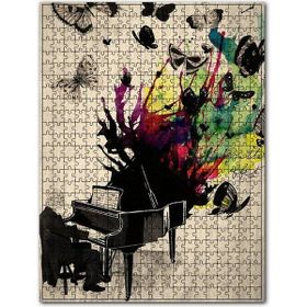 Cakapuzzle Piyanodan Müzik Eşliğinde Kelebek Esintisi Ahşap 500 Parça Puzzle