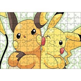 Cakapuzzle Pokemon Pikachu ve Raichu Görseli Mdf 120 Parça Puzzle