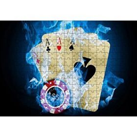 Cakapuzzle Poker Oyunu Dört As Casino Alev Görseli 120 Parça Ahşap Puzzle