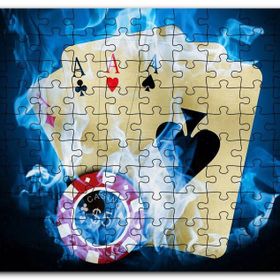 Cakapuzzle Poker Oyunu Dört As Casino Alev Görseli Mdf 120 Parça Puzzle