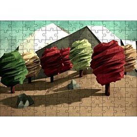 Cakapuzzle Poligonal Ağaçlar ve Dağlar Mdf 120 Parça Puzzle