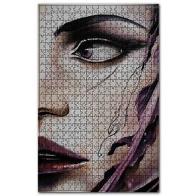 Cakapuzzle Portre Kadın Yüzü ve Akan Mürekkepler Ahşap 1000 Parça Puzzle