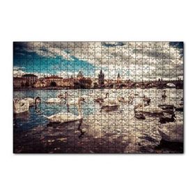 Cakapuzzle Prag Charles Köprüsü ve Kuğular 120 Parça Ahşap Puzzle