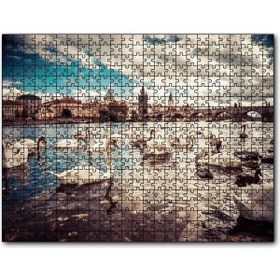 Cakapuzzle Prag Charles Köprüsü ve Kuğular Mdf 120 Parça Puzzle