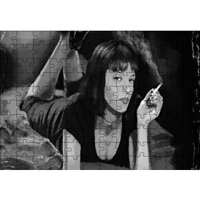 Cakapuzzle Pulp Fiction Ucuz Roman 1994 Siyah Baeyaz Görseli 120 Parça Ahşap Puzzle
