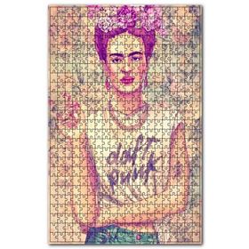 Cakapuzzle Punkçu Tişörtlü Frida Kahlo Tarz Görsel Ahşap 1000 Parça Puzzle