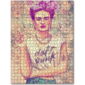 Cakapuzzle Punkçu Tişörtlü Frida Kahlo Tarz Görsel Ahşap 1000 Parça Puzzle
