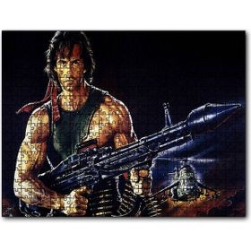 Cakapuzzle Rambo Sylvester Stallone Roketatar Arkaplan Mdf 500 Parça Puzzle