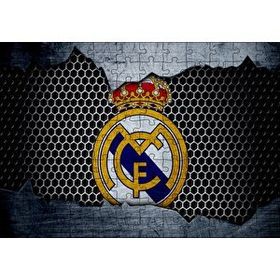 Cakapuzzle Real Madrid Logo Gri Siyah Petek Zemin 120 Parça Ahşap Puzzle