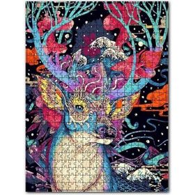 Cakapuzzle Ren Geyiği ve Soyut Desenler İllüstrasyon Ahşap 1000 Parça Puzzle