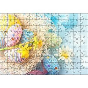 Cakapuzzle Rengarenk Boyalı Süslü Sürpriz Yumurtalar 120 Parça Ahşap Puzzle