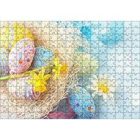 Cakapuzzle Rengarenk Boyalı Süslü Sürpriz Yumurtalar 120 Parça Ahşap Puzzle
