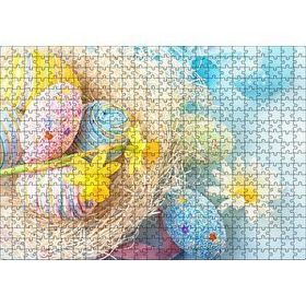 Cakapuzzle Rengarenk Boyalı Süslü Sürpriz Yumurtalar 120 Parça Ahşap Puzzle
