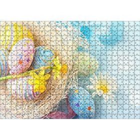 Cakapuzzle Rengarenk Boyalı Süslü Sürpriz Yumurtalar Mdf 500 Parça Puzzle