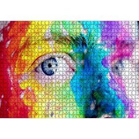 Cakapuzzle Rengarenk Boyalı Yüz ve Mavi Gözler 120 Parça Ahşap Puzzle