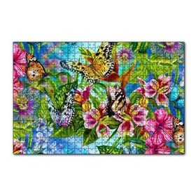 Cakapuzzle Rengarenk Çiçekler Üzerinde Rengarenk Kelebekler 120 Parça Ahşap Puzzle