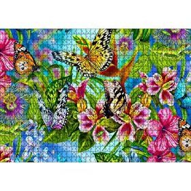 Cakapuzzle Rengarenk Çiçekler Üzerinde Rengarenk Kelebekler 120 Parça Ahşap Puzzle