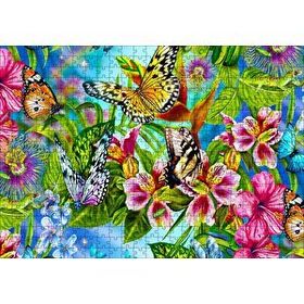 Cakapuzzle Rengarenk Çiçekler Üzerinde Rengarenk Kelebekler 120 Parça Ahşap Puzzle