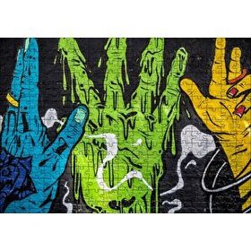 Cakapuzzle Rengarenk Eller Duvar Boyama 120 Parça Ahşap Puzzle