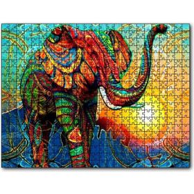 Cakapuzzle Rengarenk Fil ve Güneş Dijital Çizim 1000 Parça Puzzle