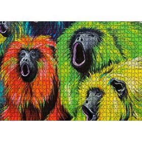 Cakapuzzle Rengarenk Maymunlar Yağlıboya Çizim Mdf 1000 Parça Puzzle