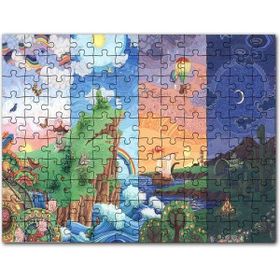 Cakapuzzle Renkli Ada Soyut Resim Sanat Eseri Gökkuşakları Ay 120 Parça Puzzle